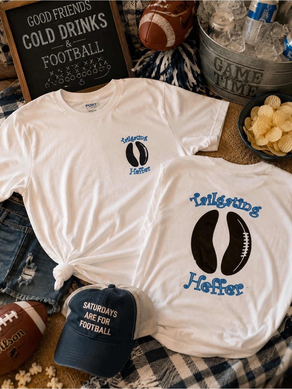 White 'Tailgating Heffer' Short Sleeve Tee